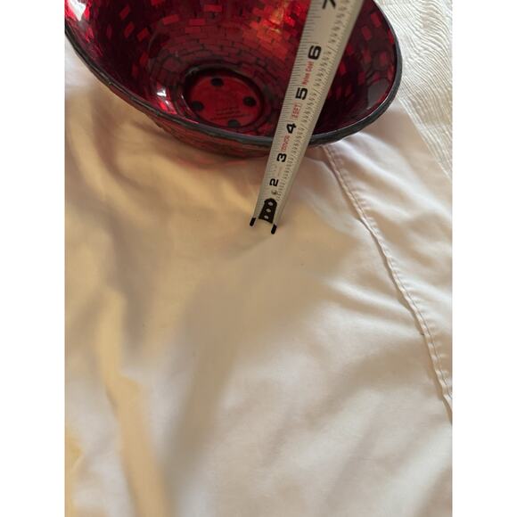 Red Glass Mosaic Decorative Bowl Holiday Christmas Home Decor - Picture 7 of 7